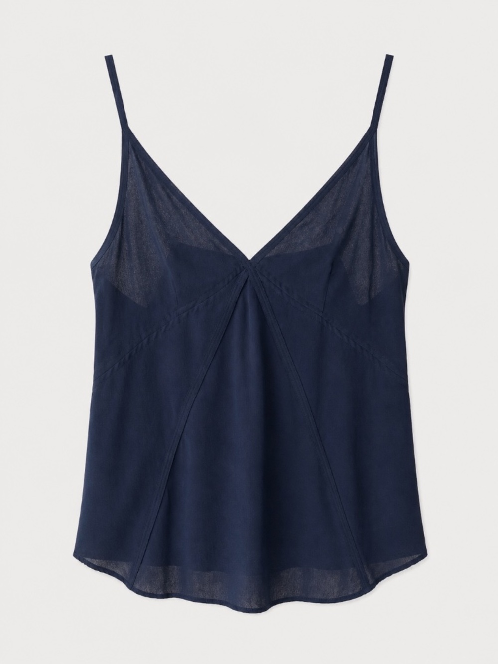 Habitual 100% Silk Navy Blue V-Neck Camisole Top Adjustable Straps -- Size M